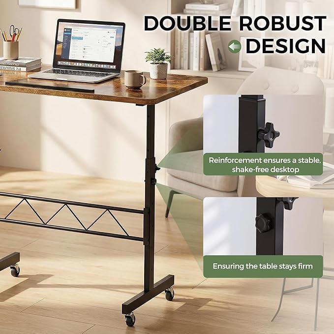 Escritorio Ajustable de Pie 80x40cm con Ruedas Marrón miniatura 9