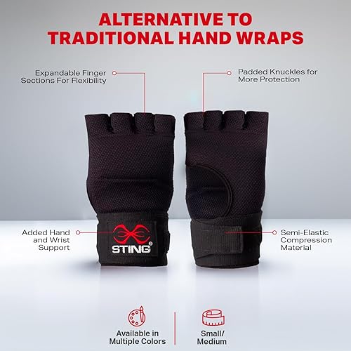 Miniatura 3 de STING Guantes elásticos rápidos de la envoltura de la mano del boxeo, equipo de boxeo para la competencia y el entrenamiento de MMA