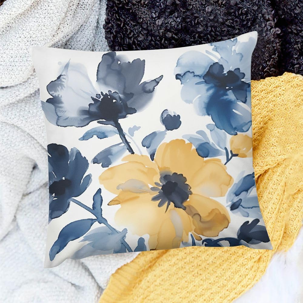 KANXLAN Pillow Covers Decor with Annabel Kidston Flowers and Leaves, Cushion Case for Home Sofa Couch 20x20in