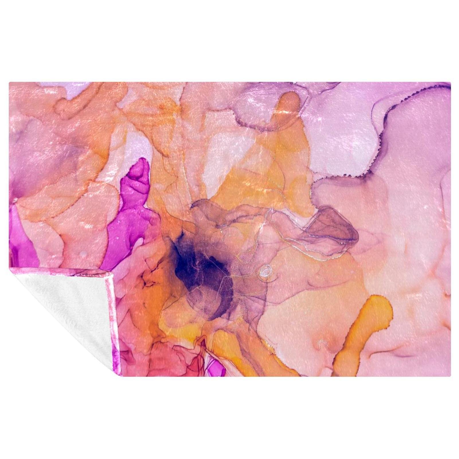 Jeté de lit chaud anti-fraîcheur pour lit et canapé à motif marbre rose