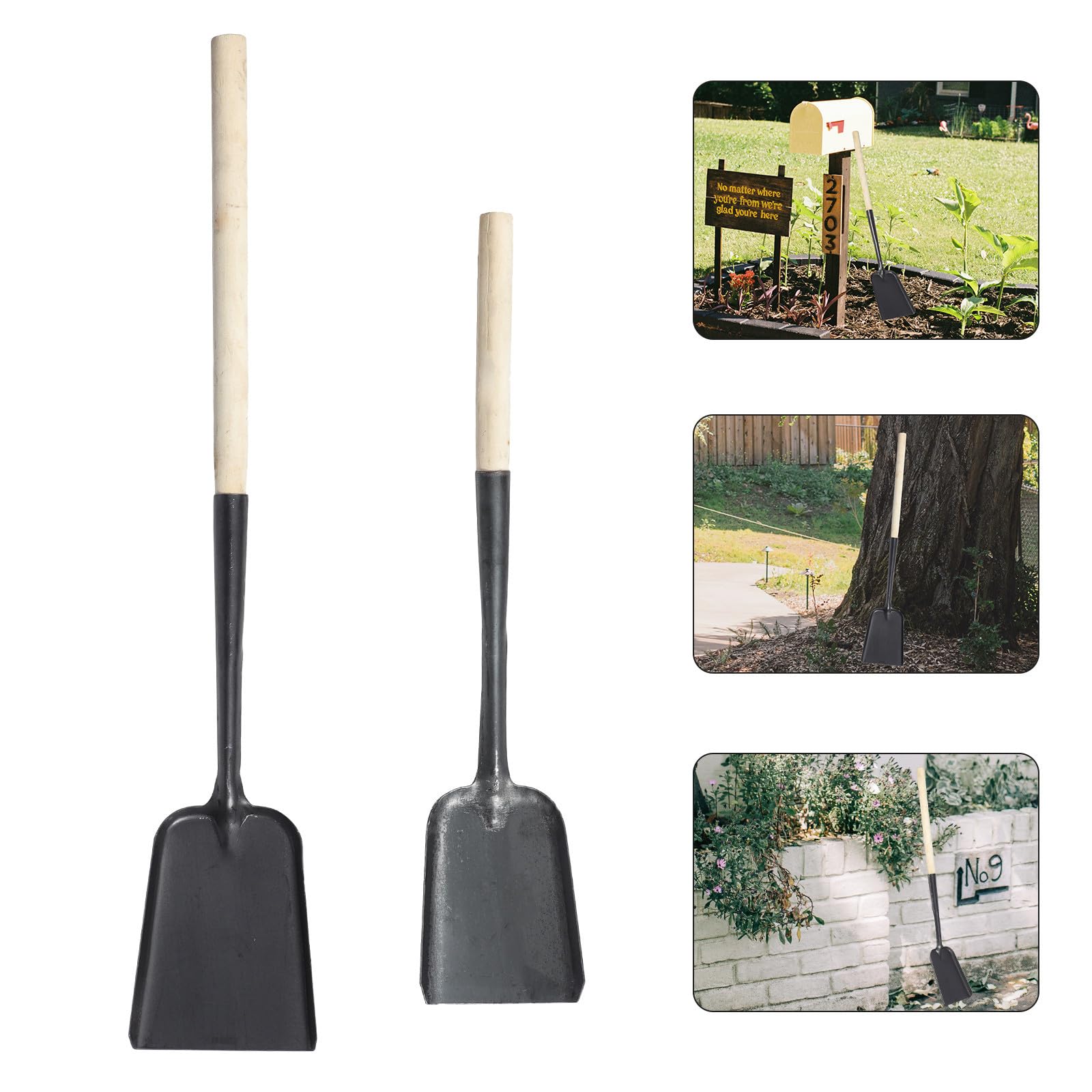 ULTECHNOVO Kohleschaufel und Ascheschaufel mit Leichtem Gewicht 2 Stück und Komfortablem Griff aus Metall und Holz für Haushaltsreinigung im Eigenen Zuhause