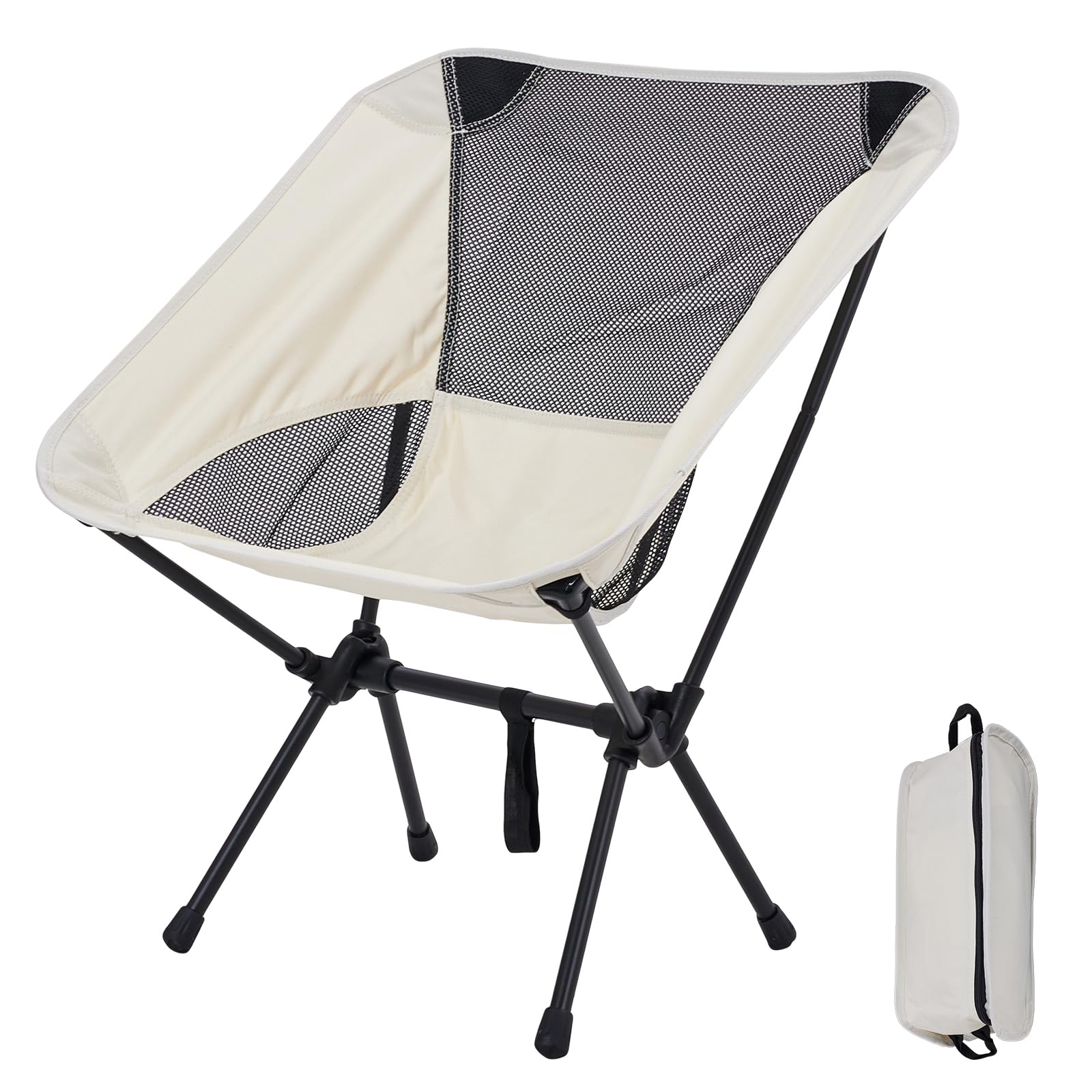 Warmiehomy Portable Camping Folding Chair Lightweight Outdoor Chair for Camp,Travel, Beach, Picnic, Festival, Hiking, Backpacking,53x57x64cm,White — image 1