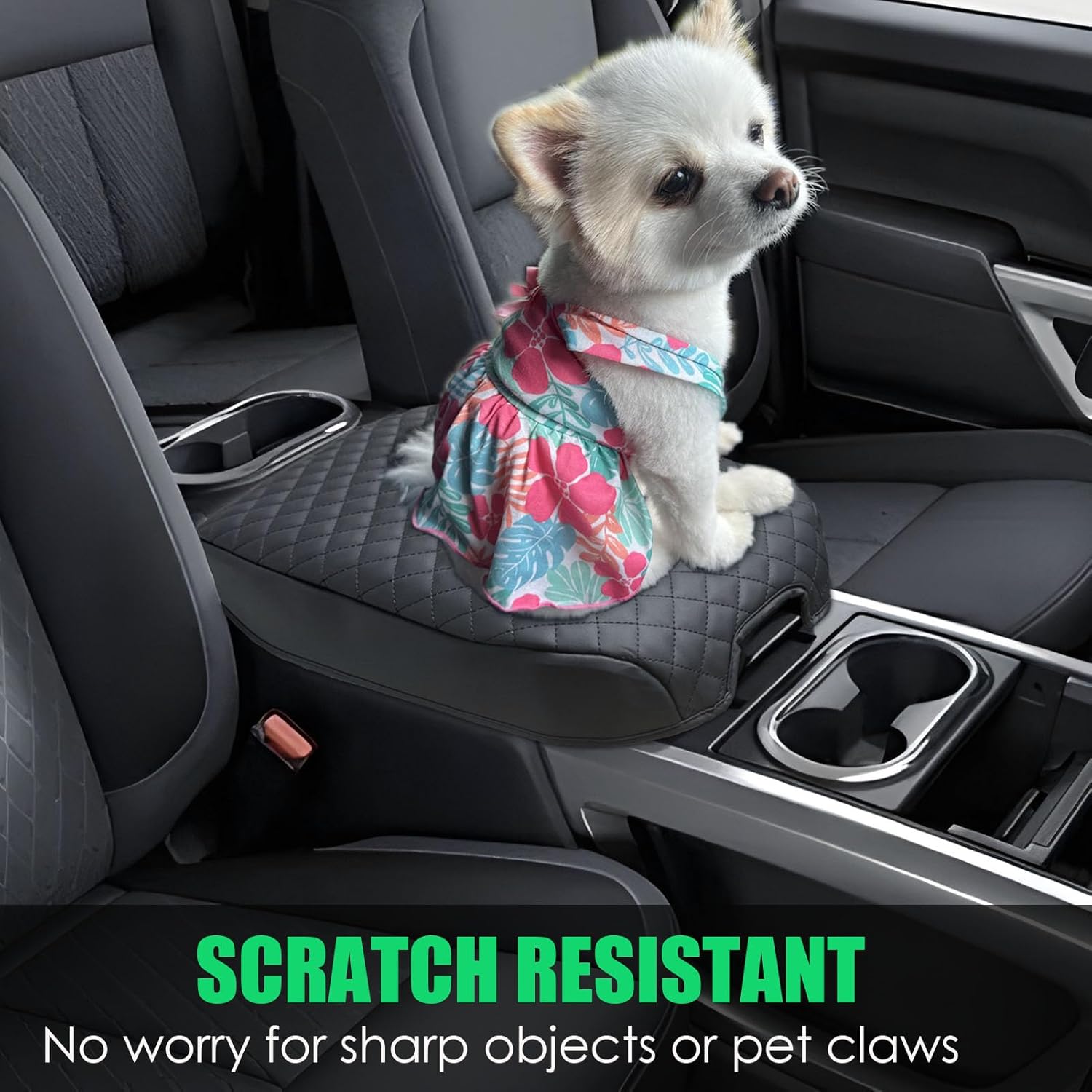 Center Console Cover for Nissan Titan 2016-2024 Bucket Seat | 1:1 Custom Fit Armrest Protector | PU Leather with Cushioning | Scratch-Resistant Middle Console Cover (Bucket Console Only)