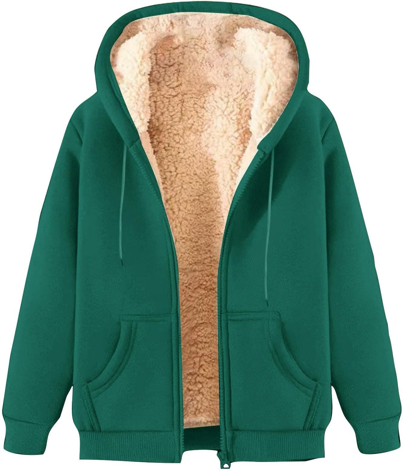 Mens Zip Up Hoodie Warm Fuzzy Fleece Lined Hooded Fall Winter Coat Casual Cozy Fleece Jacket with Pockets