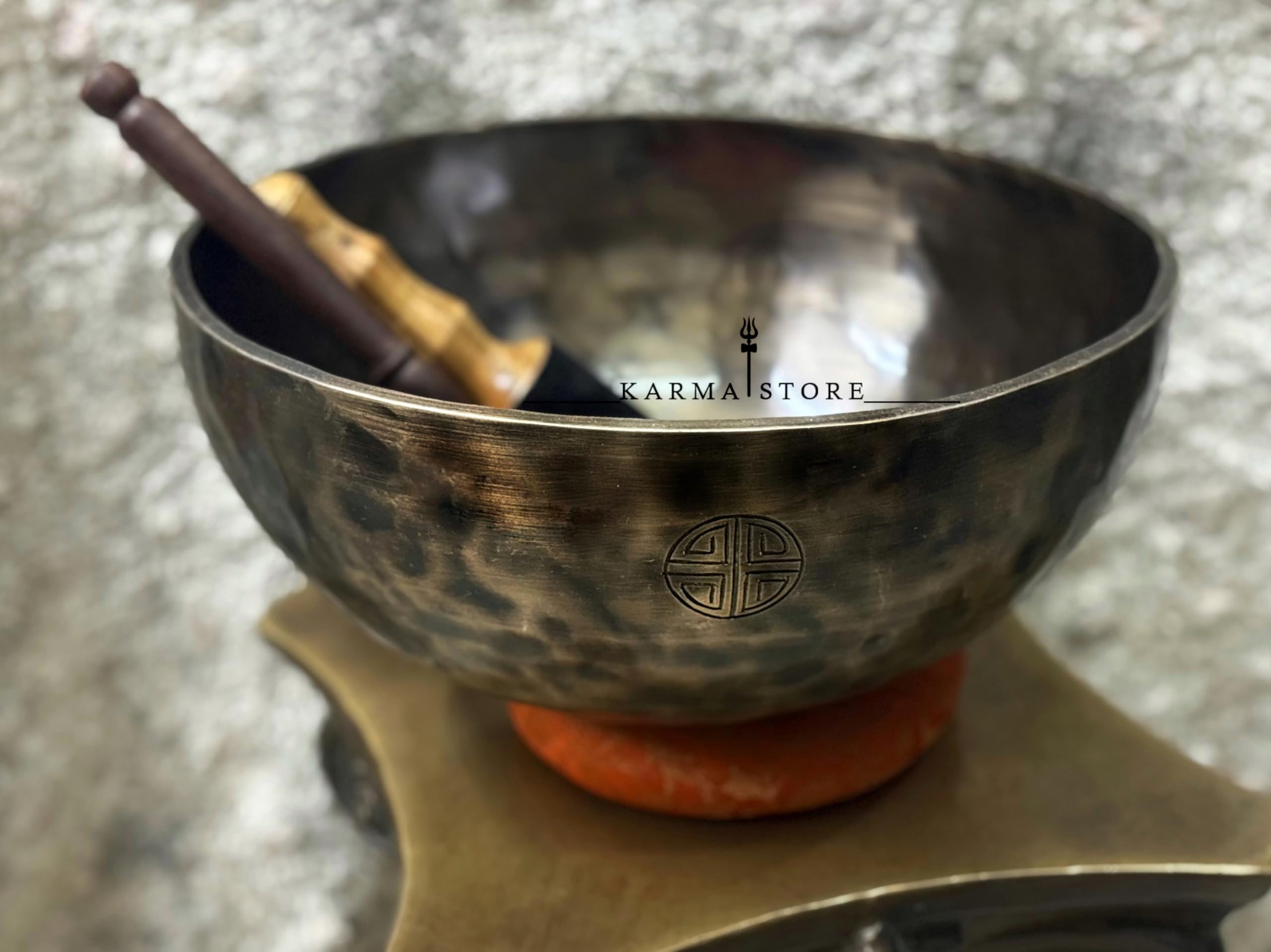 Karma Store 12 Inch Full Moon Hand Hammered Tibetan Singing Bowl | Large Meditation & Healing Sound Bowl with Wooden Striker for Yoga, Prayer & Sound Therapy-image-4