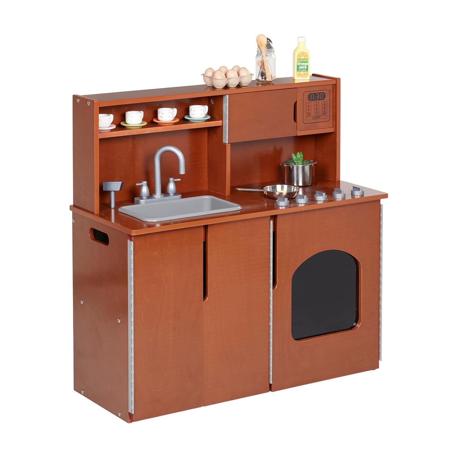 ECR4Kids 4-in-1 Play Kitchen in Dark Walnut
