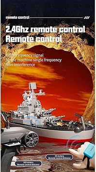 RC Battleship Model, 1/390 High-Frequency Twin-Engine Remote Control Boat, 2.4GHz Outdoor RC Boat, High Speed Waterproof Toy