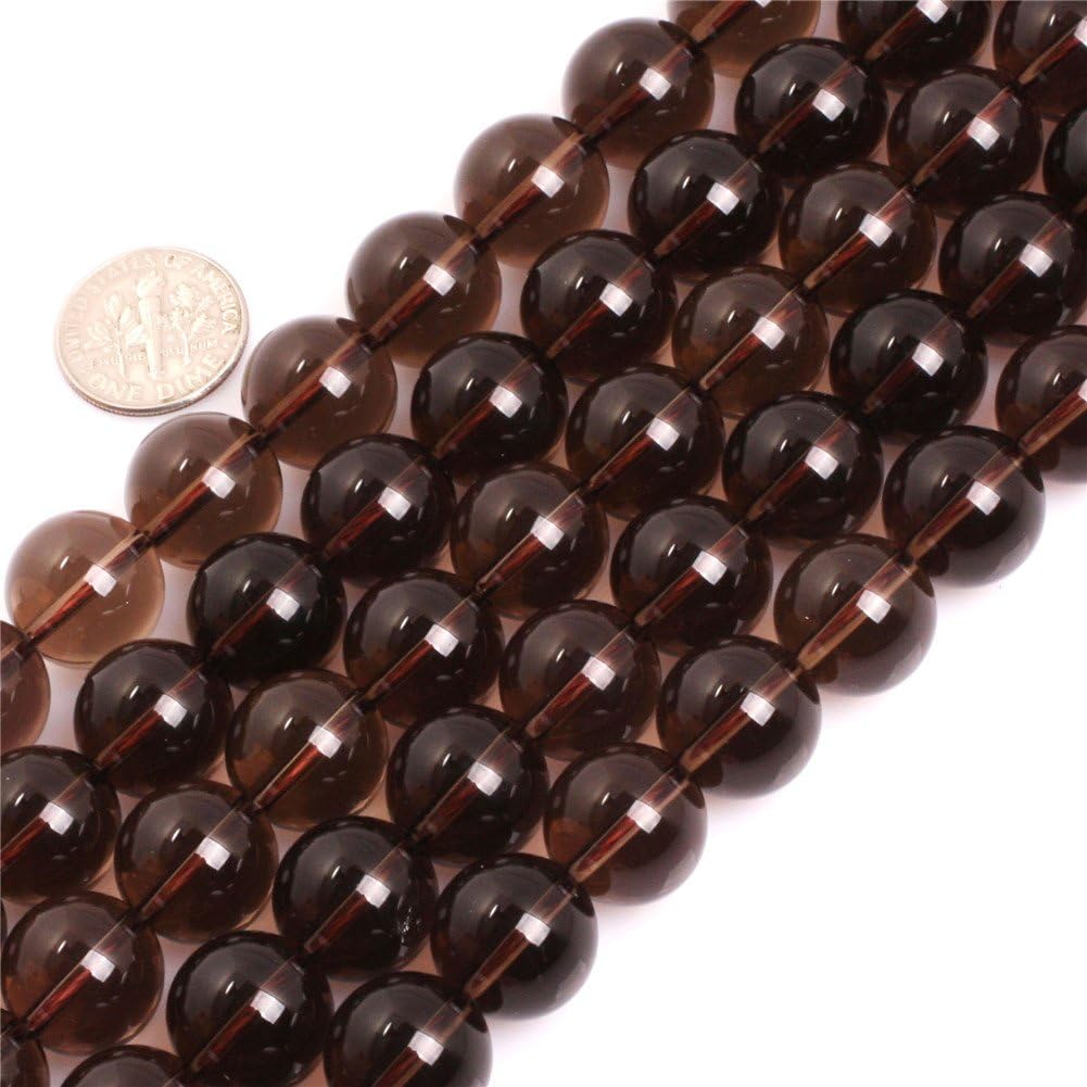 AAA Natural Round Smoky Quartz Beads for Jewelry Making 15'' (14MM/Smooth)