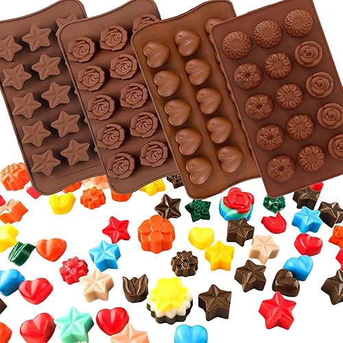 Miniatura 6 de Paquete de 4 moldes de silicona para chocolate, moldes de silicona para flores, molde de chocolate para tartas, herramientas de decoración de