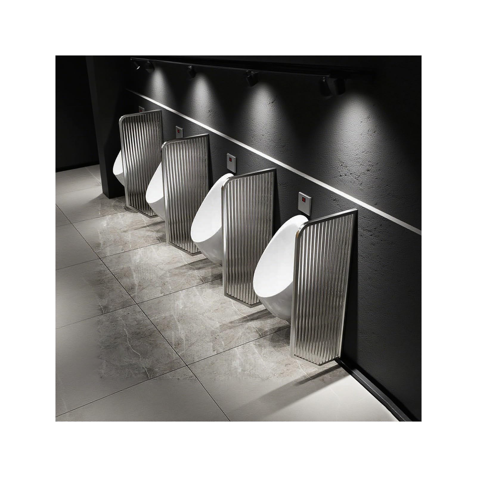 Séparateur d'urinoir pour homme argenté 40x120 cm pour toilettes publiques