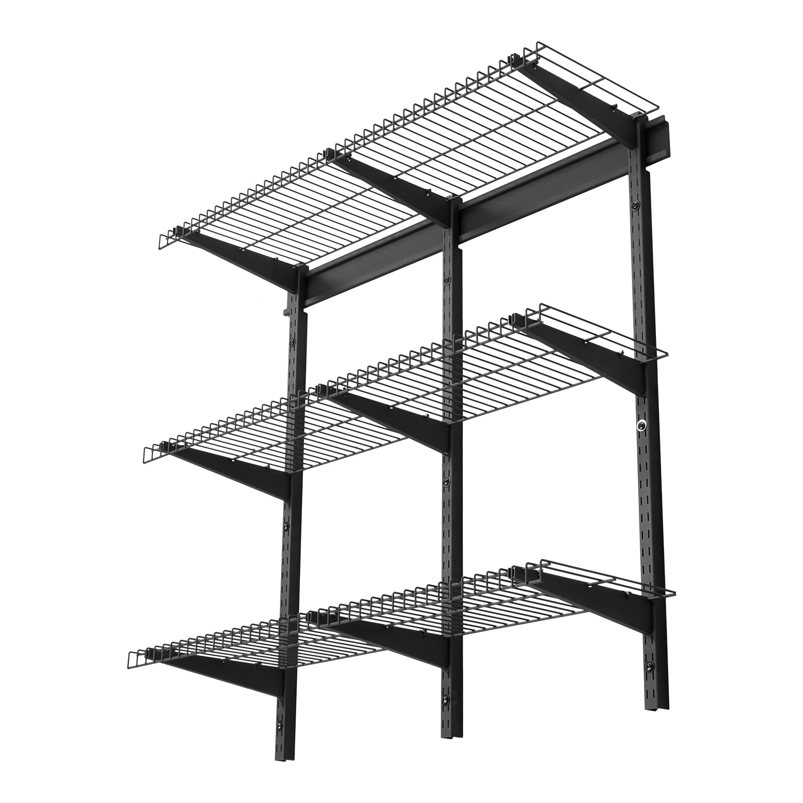 VEVOR Estantería de Pared de Acero Resistente 275 x 914 mm, Carga 68 kg por Estante, 204 kg en Total, Distancia Ajustable 40 cm, Juego de 3 Estanterías Flotantes para Lavandería Taller Cocina Garaje