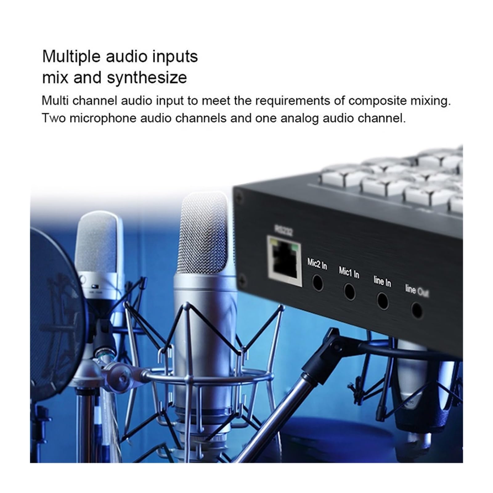 - Switcher video 4K 4 canali Multi telecamera Streaming Produzione live Mixer video Switcher Stazione di trasmissione Tipo C Registrazione per lo streaming di giochi e la registrazione multi-sorgente
