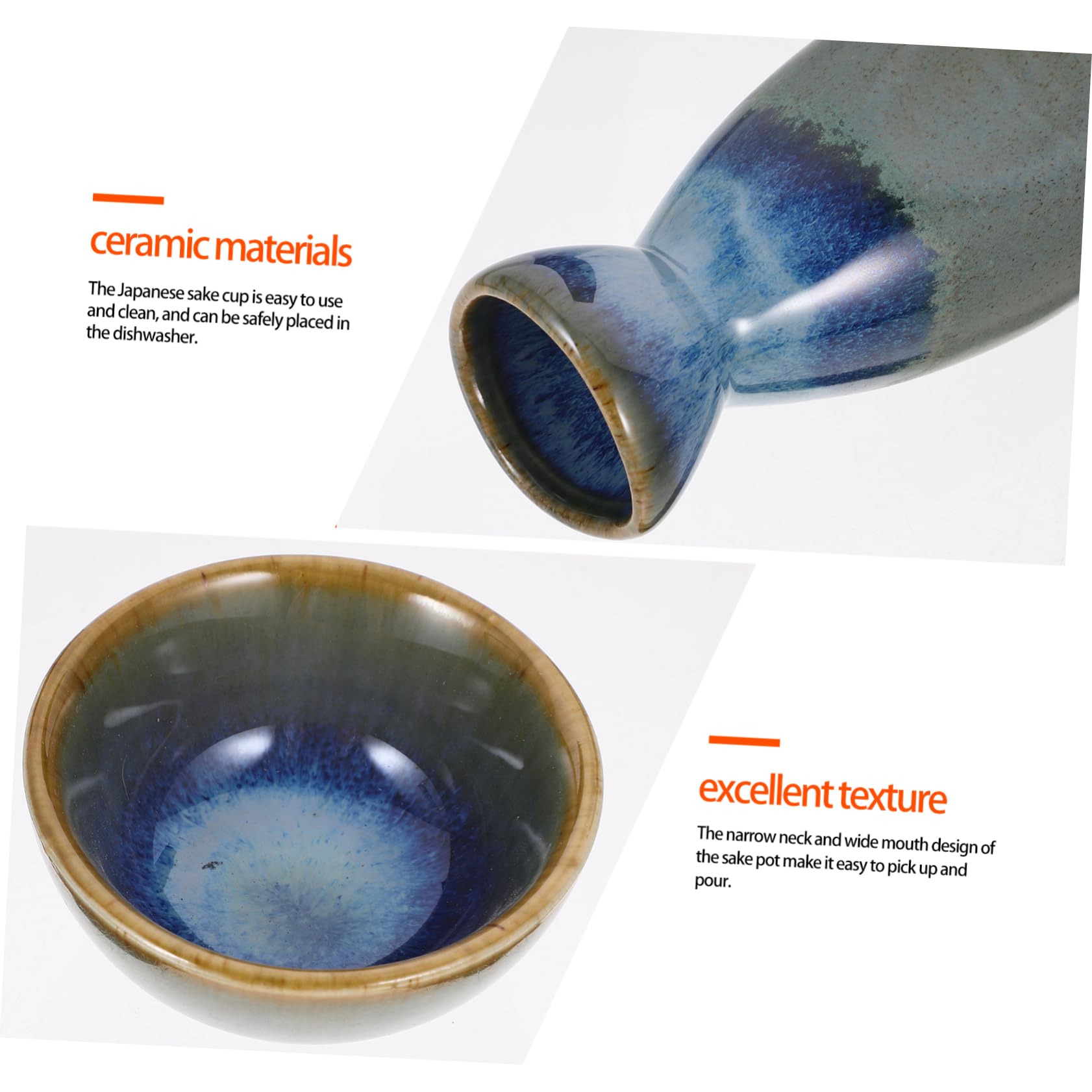 Set Ceramica Per Sakè Giapponese 4 Bicchieri e Brocca, Lavorazione Superiore, Per Uso Domestico e Sale Da Tè, Adatto Per Sakè Caldo o Freddo