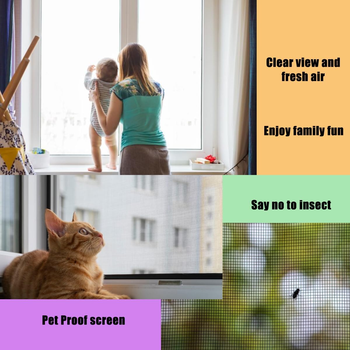 Window Screen Replacement,48"x118" Screen Repair Kit for Window & Patio Doors, Charcoal Fiberglass Mesh with Rolling Tool/Hook/Ruler/Cutter/Spline,Sliding Screen Door Replacement for Window