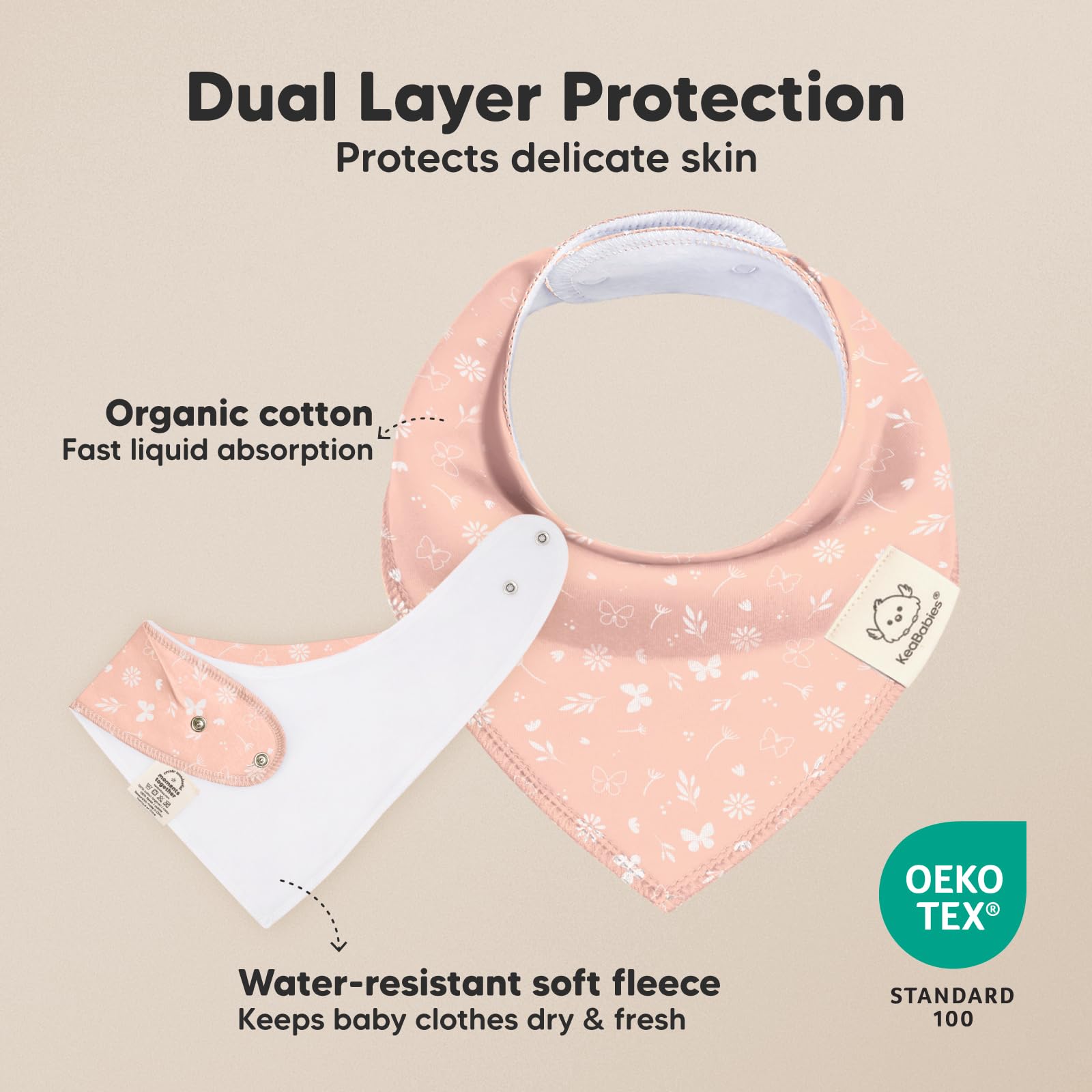 Bavoir Bandana Bio en Coton Doux pour Bébés 8-Pack - Dentition et Bave (Butterflies)