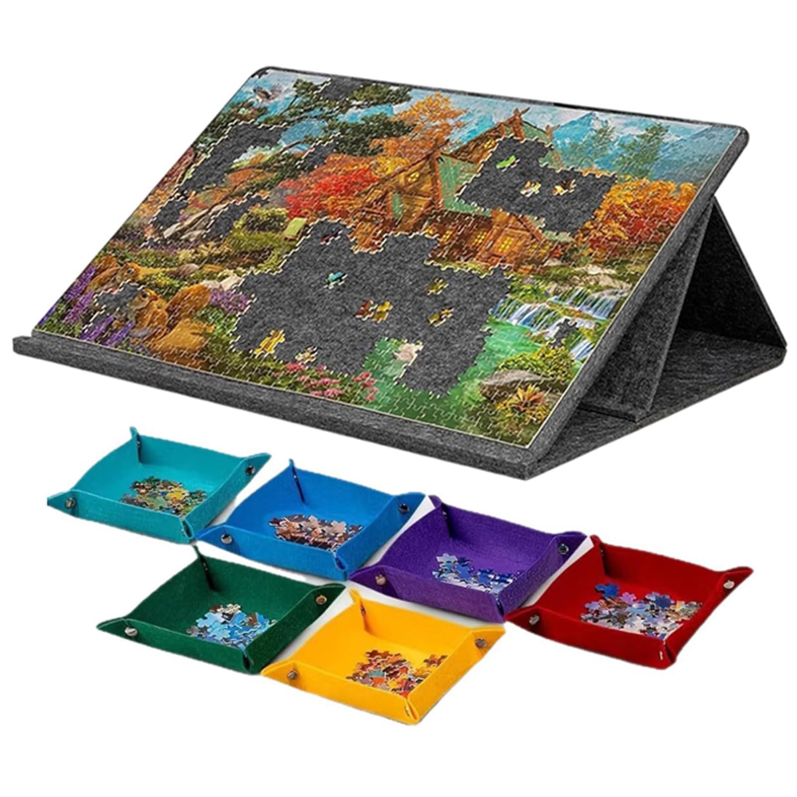 Support Puzzle Table Puzzle Inclinable Tapis Puzzle 1000 Pieces Trieur Puzzle Planche A Puzzle Tableau De Puzzle Portable LéGer en Feutre
