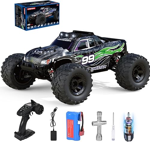 Miniatura 8 de Coche de control remoto de alta velocidad a escala 110 para adultos, 4WD todo terreno, todoterreno, impermeable, monstruo, grande, camión RC de