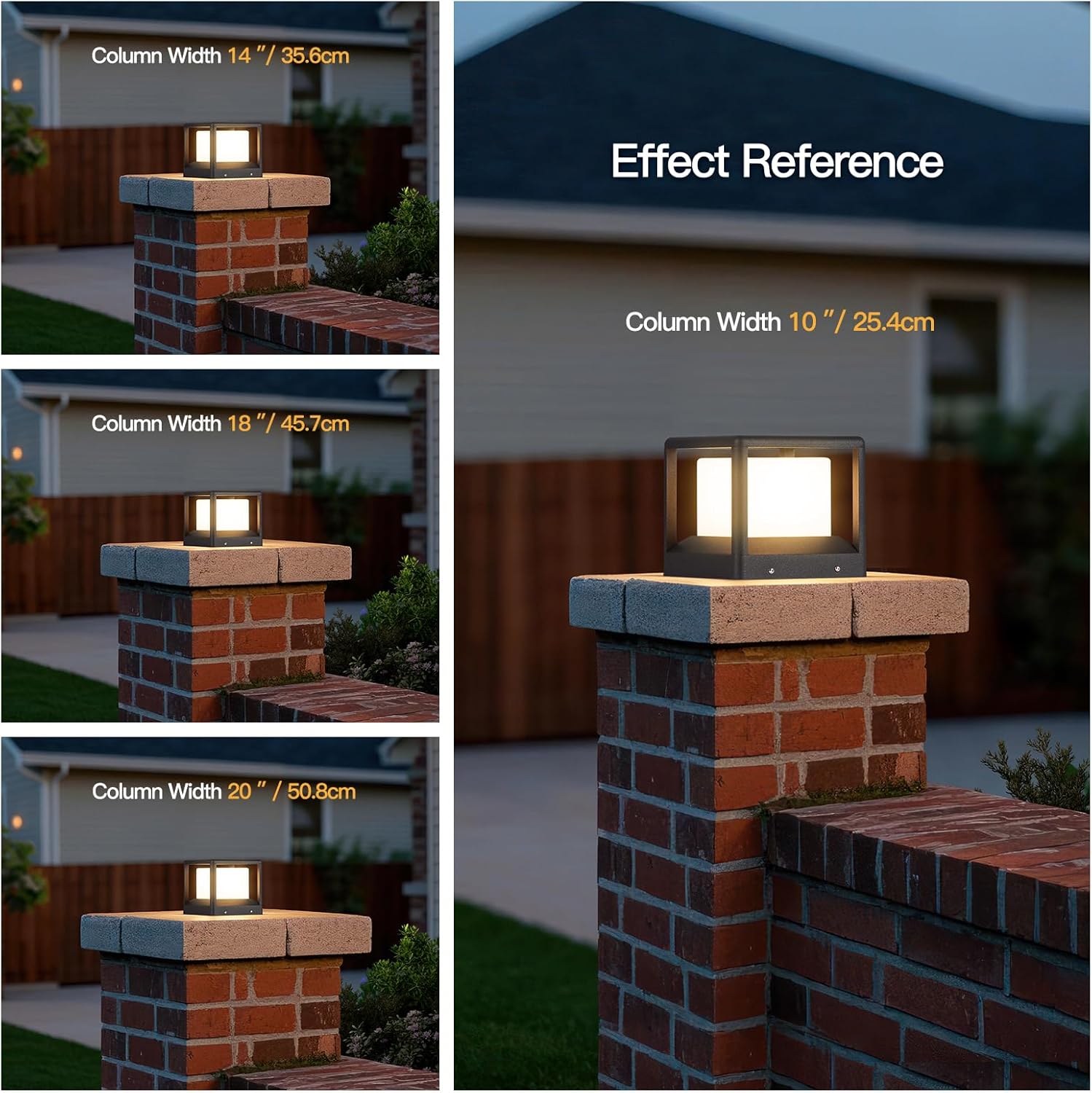 MVBT 7.1" Outdoor Post Lights, Pillar Lights Hard Wired, AC100-240V Modern Column Light, Waterproof Fence Deck Cap Lamp Fixture, 3000K Landscape Lighting for Outside Patio Garden Gate Posts