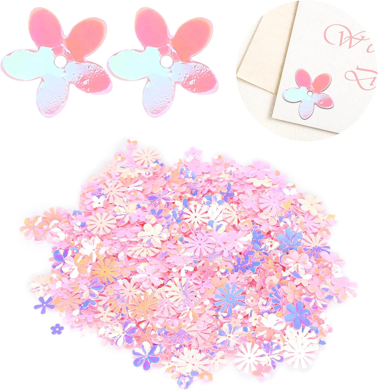 Confetti Sequins, Flower Shaped Table Confetti Glitter, Colorful Pink Flower Sequins, Multifunctional Craft Sequins for DIY, Party, Wedding, Greeting Cards Decoration