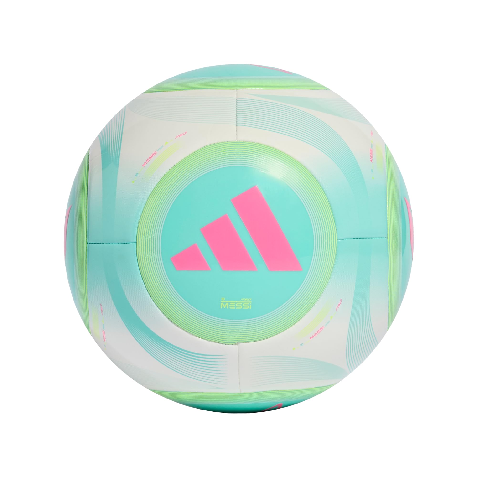 adidas Unisex MESSI CLUB BALL, white/flash aqua/halo mint/lucid pink, 5