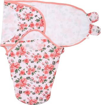 LollyBanks Swaddle Sacks, 100% Cotton Baby Girls Sleep Sack, 0-3 Months Swaddle for Girls with Easy Change Zipper, Newborn Sleep Bag Nursery Swaddling Blankets Pink Peony Print