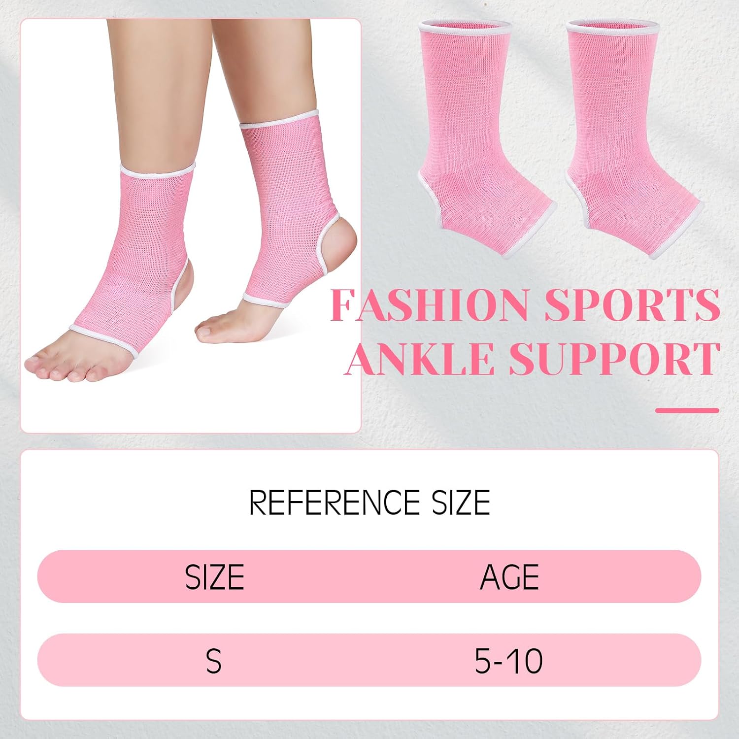 Haysandy 4 Pieces/ 2 Pair Kids Ankle Support Brace Elastic Kids Compression Socks Knitted Ankle Sleeve for Jogging Running Fitness (Pink,5-10 Years)