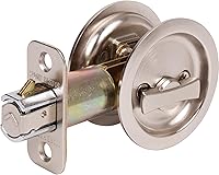 Vista 3 de Stone Harbor Hardware Cerradura de puerta de bolsillo redondo, función de entrada, fondo de 2-3/8", níquel satinado