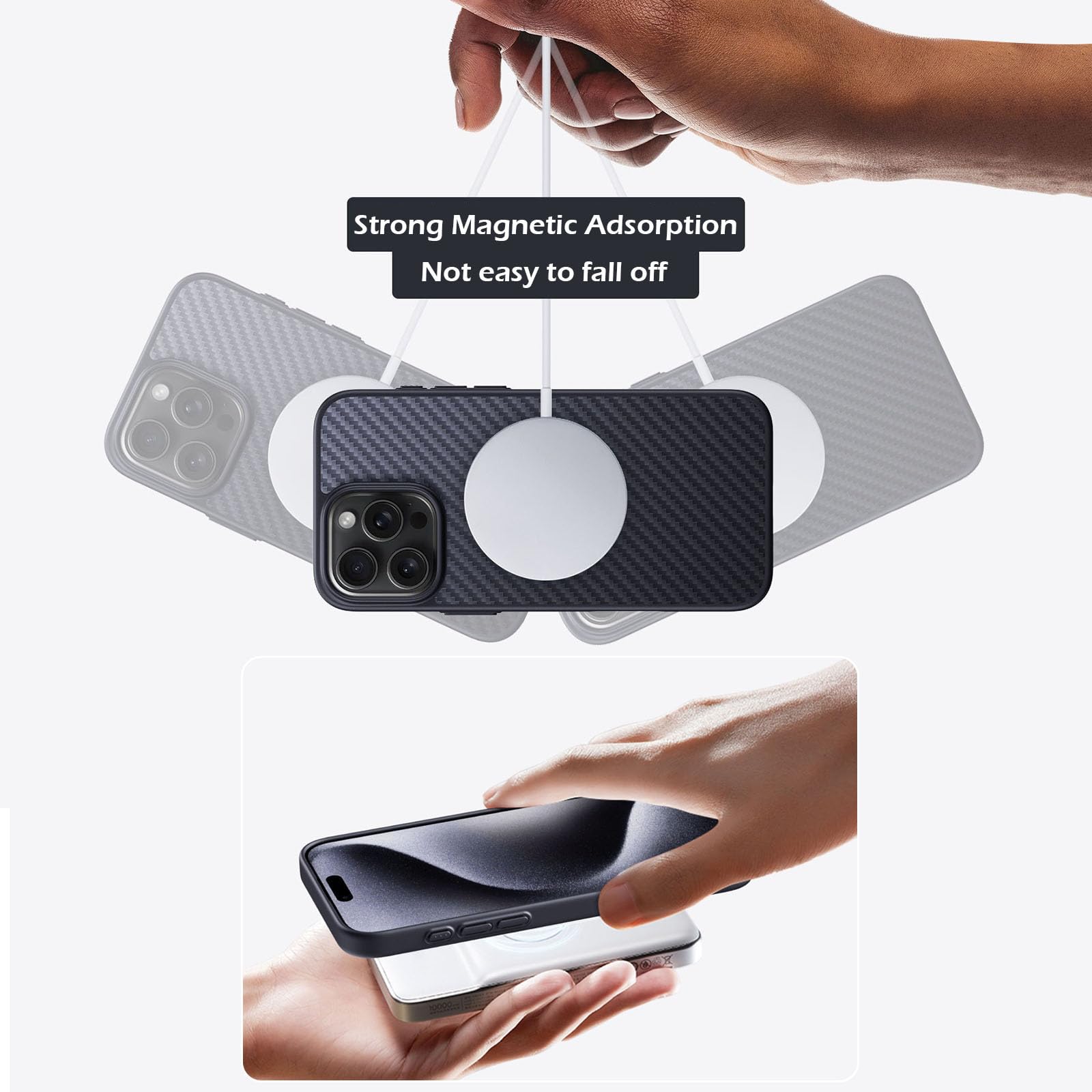 Funda de fibra de aramida real para iPhone 16 Pro Max/16 Pro/16 Plus/16, compatible con MagSafe, ultra delgada, ligera, suave al tacto, resistente, duradera, de grado militar, protección