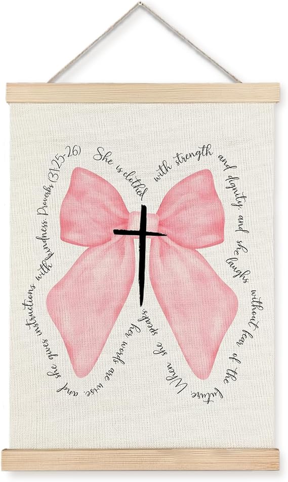 Supwhd Pink Bow Coquette Wall Decor, Pink Christian Bible