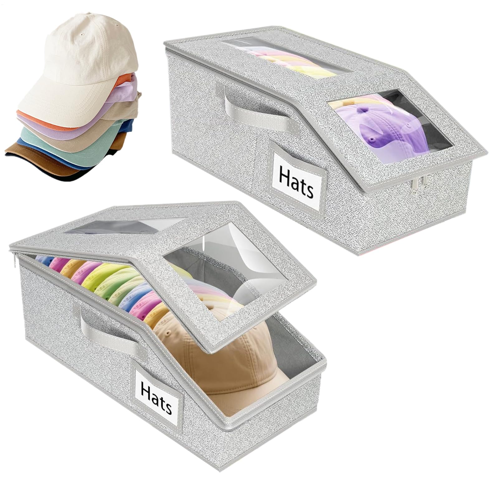 Rangement de casquettes anti-déformation | 2 grandes boîtes pour protéger vos chapeaux de la poussière