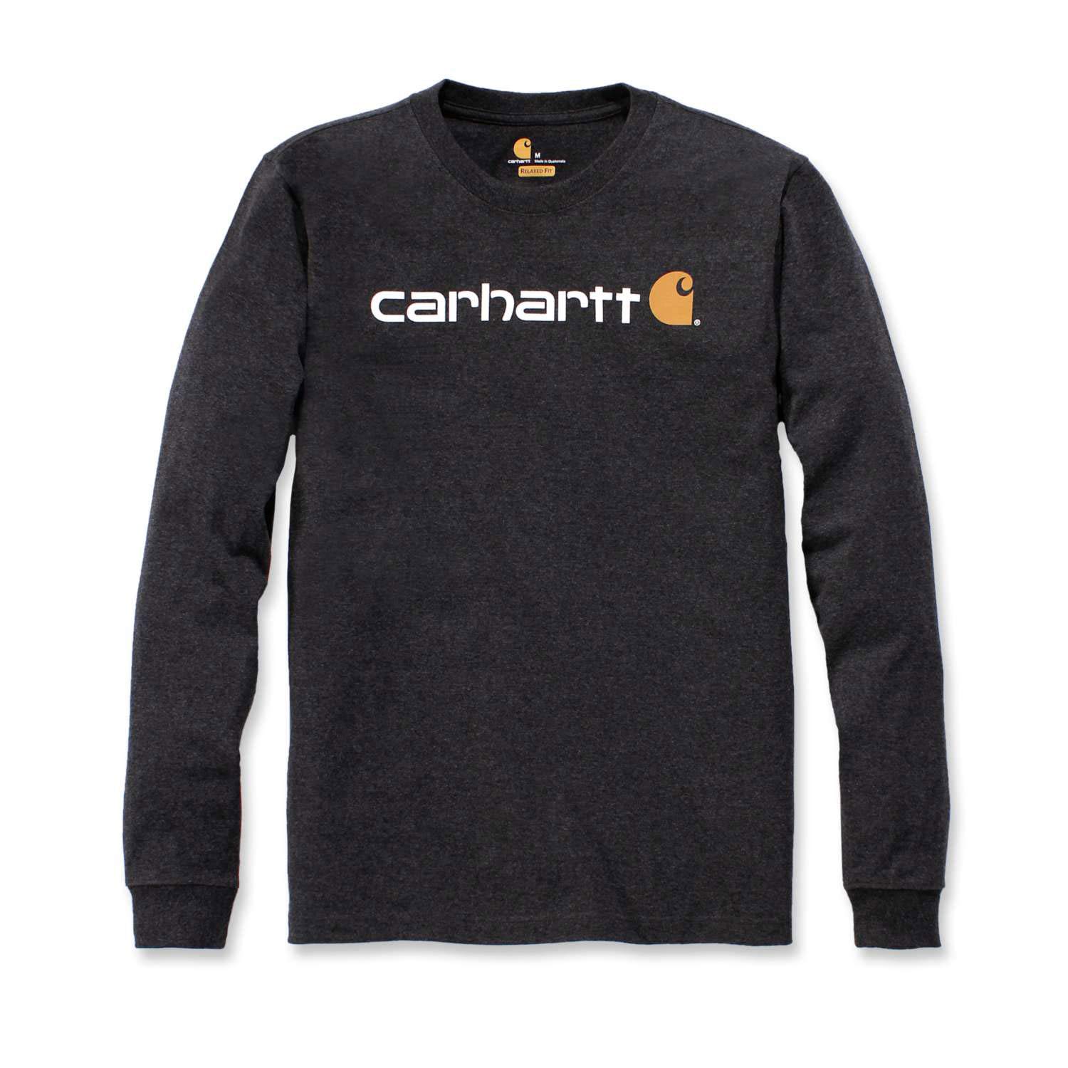 Carhartt Men's Relaxed Fit Heavyweight Long-Sleeve Logo Graphic T-Shirt, Carbon Heather, XXL