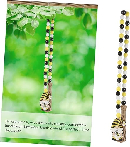 Miniatura 2 de IMIKEYA Abeja Festival de cuentas de madera Cadena de cuentas de día de la abeja Guirnaldas de madera Día de la abeja Guirnalda de madera de