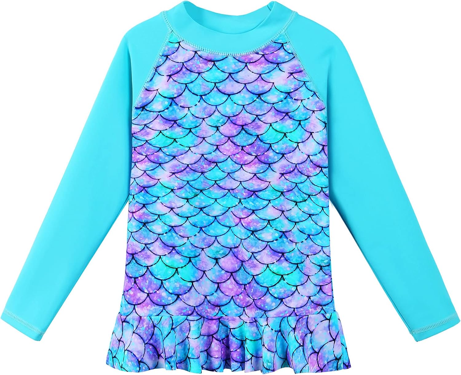 TFJH E Girls & Boys Long Sleeve Rashgurad Swimsuit UPF 50+ Kids Swimwear Sunsuits