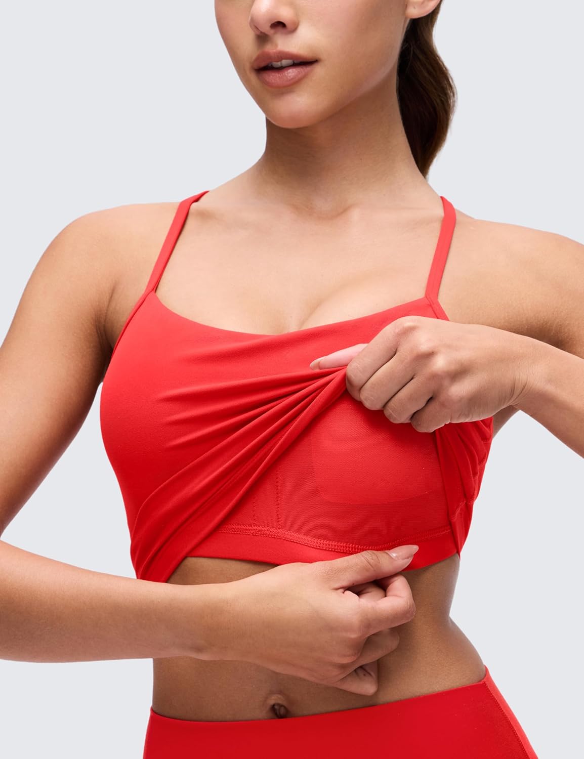 CRZ YOGA Butterluxe Y Back Crop Tank Tops for Women - Spaghetti Straps Racerback Padded Yoga Workout Longline Sports Bras - Image 3