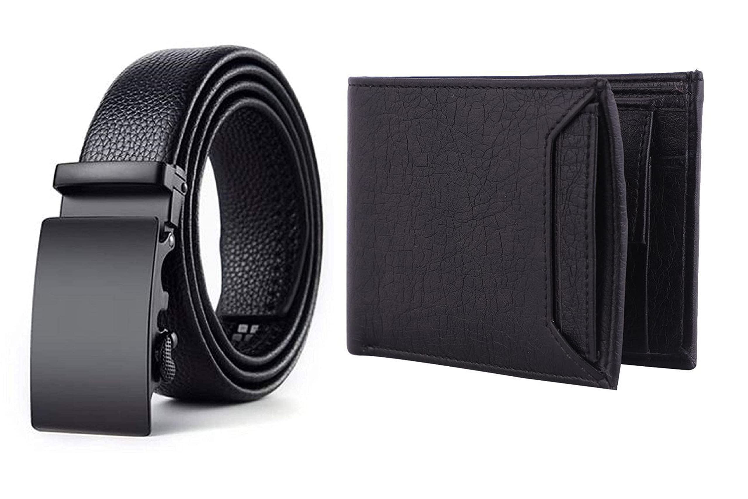 Men's PU Leather Black Autolock Grip Belt and Men's Wallet & Belt Combo set-image-42