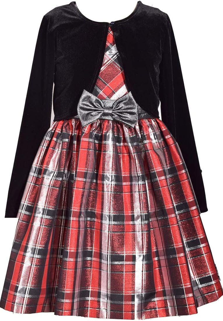 baby girl bonnie jean velvet plaid dress