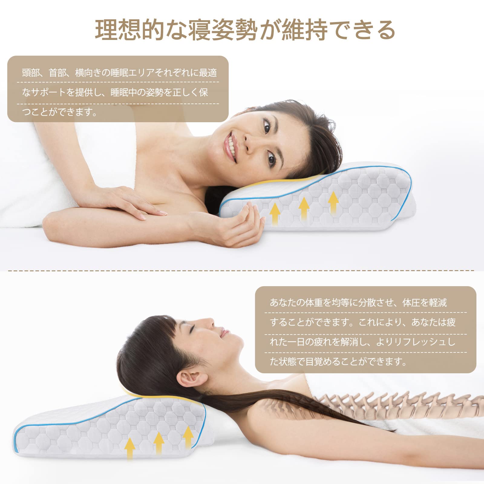 Amazon｜楽々未来生活 枕 まくら 低反発 低反発枕 安眠枕 快眠枕
