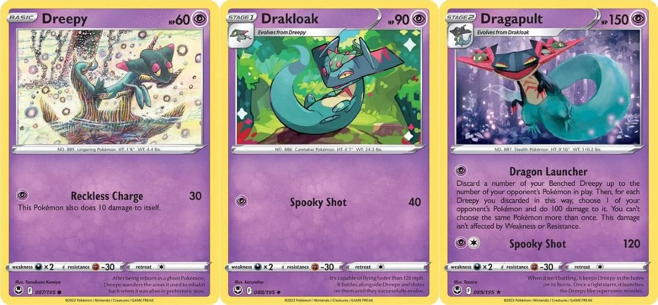 Dragapult 89 195- Silver Tempest - Pokemon Evolution 3 Card Lot