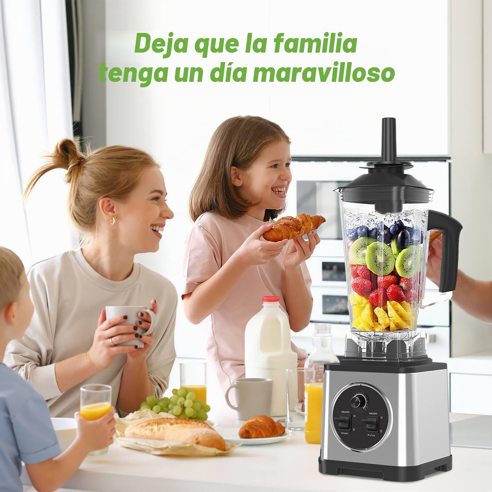 Batidora profesional 3 en 1 para casa, 6000 W, batidora batida, 3 tarros (2,5 l/2 l/0,8 L), 15 velocidades, cuchillas de acero inoxidable, para batidos, helados picados, jugo y molienda de semillas