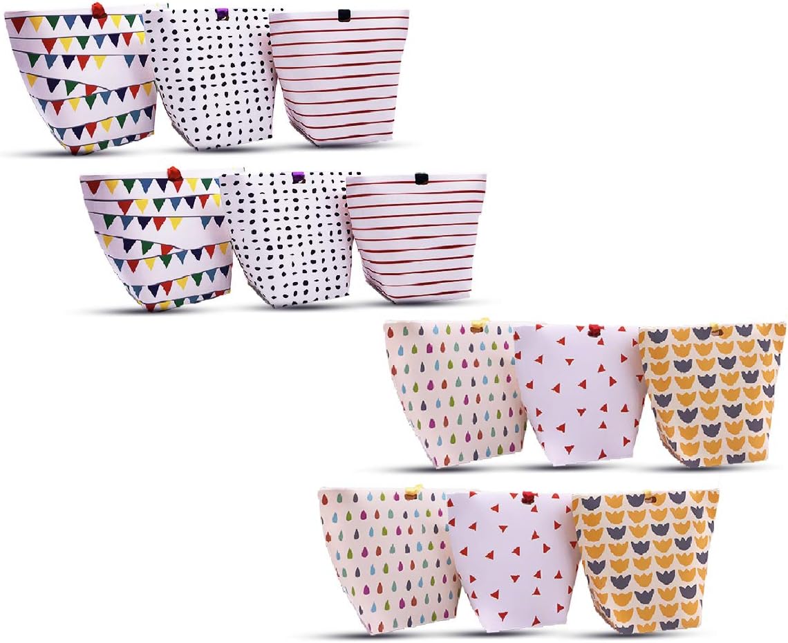 12pcs Candy Paper Favor Boxes with Ribbons, Dessert Cookie Cardpaper Packaging Festival Holiday Wedding Party Gifts Wrap Bag Tapered Tote