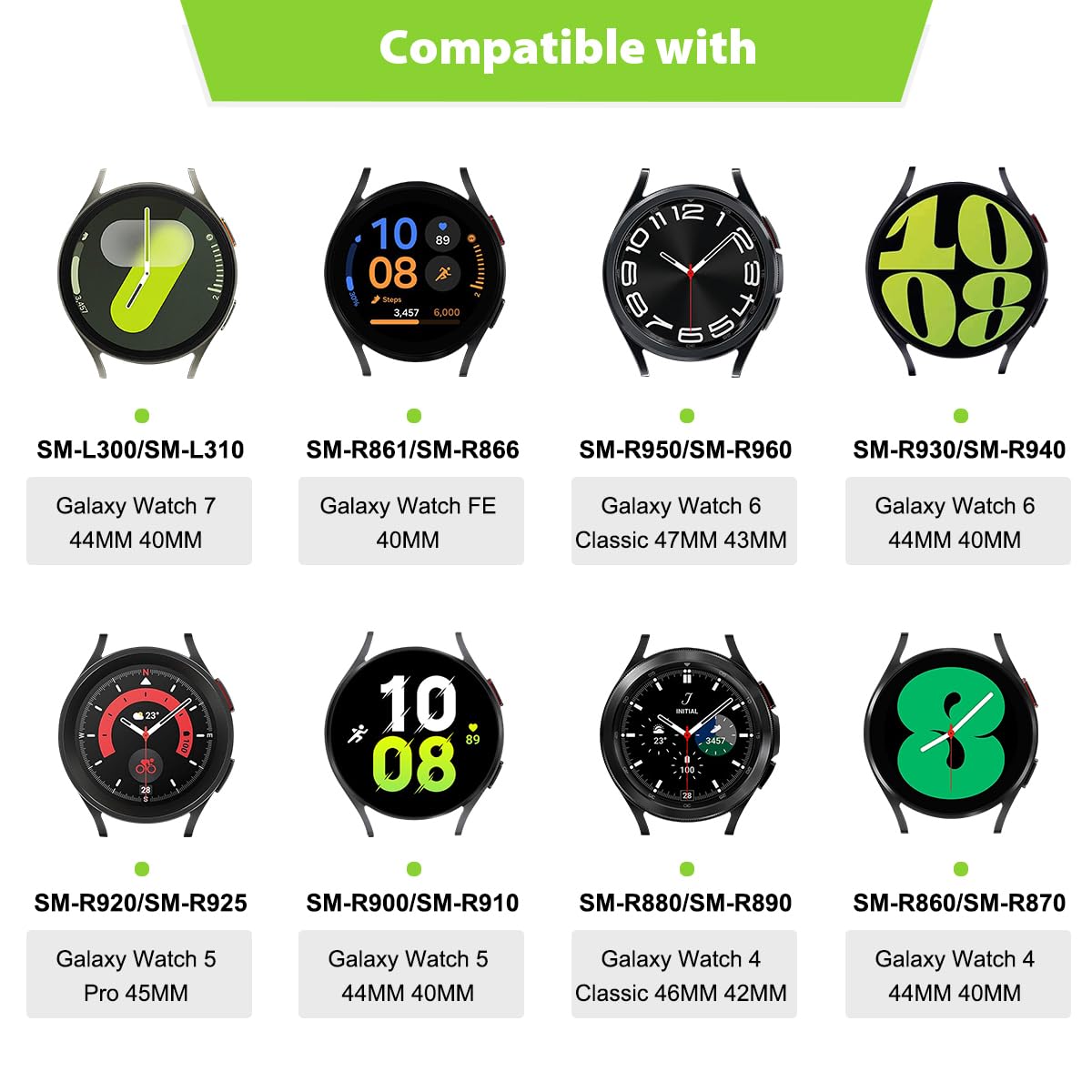 SUNDAREE Compatibile con Cinturino Samsung Galaxy 6 5 4 44MM 40MM/Watch 5 Pro 45MM LTE/Watch 6 4 Classic 47MM 46MM 43MM 42MM/Active 2,20MM Nero Uomo Acciaio Metallo Orologio Intelligente Ricambio Band