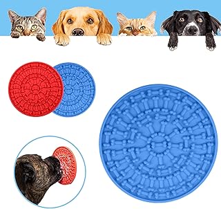 Coussinets De Chien Léchez, Tapis de Lechage Chien pour le bain d'animaux, Tapis de Lechage pour Chien Peut être fixé au mur de la Salle de Bain, Tapis Lechage Chien Distrait le Chien （Bleu, Rouge）