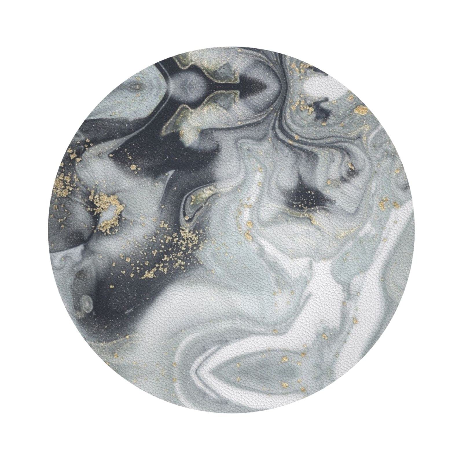 Drink Coasters Set Of 6 Oriental Marble Stone Print Leather Coasters Set,Home Kitchen Use Housewarming Gifts