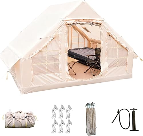 Refugio inflable de lujo de 11 con toldo desmontable, cabina de aire Oxford impermeable para 4 a 8 personas, tienda de campaña familiar inflable de