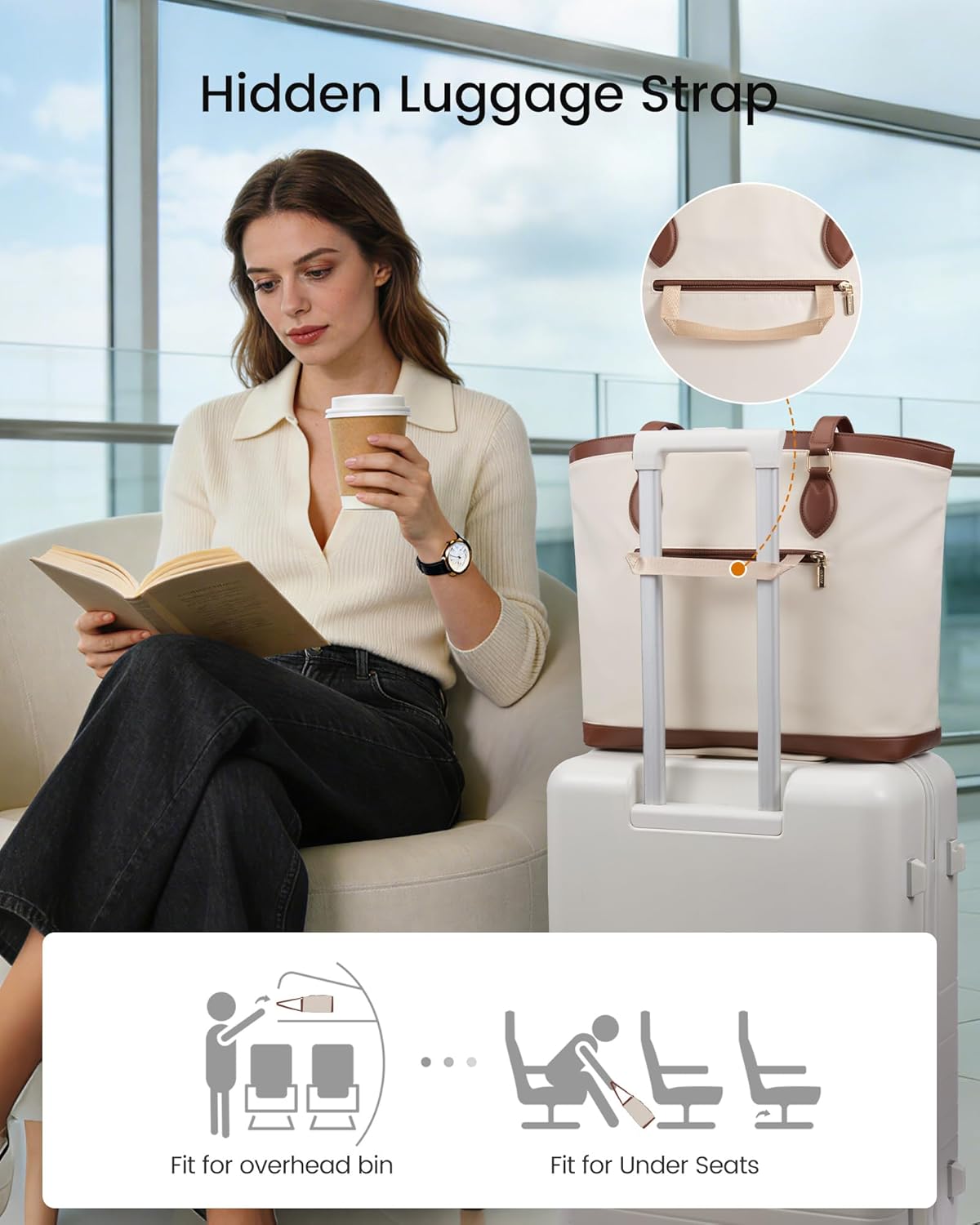 LOVEVOOK Laptop Tote Bag for Women, Lightweight Waterproof Work Tote with Cup Holder, Large Computer Handbag Purse Briefcase - Image 6