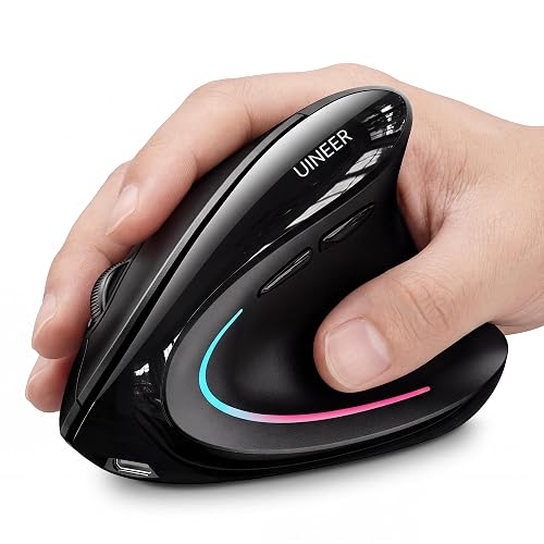Uineer Vertical Ergonomic Mouse Wireless Bluetooth Mouse 3-Device