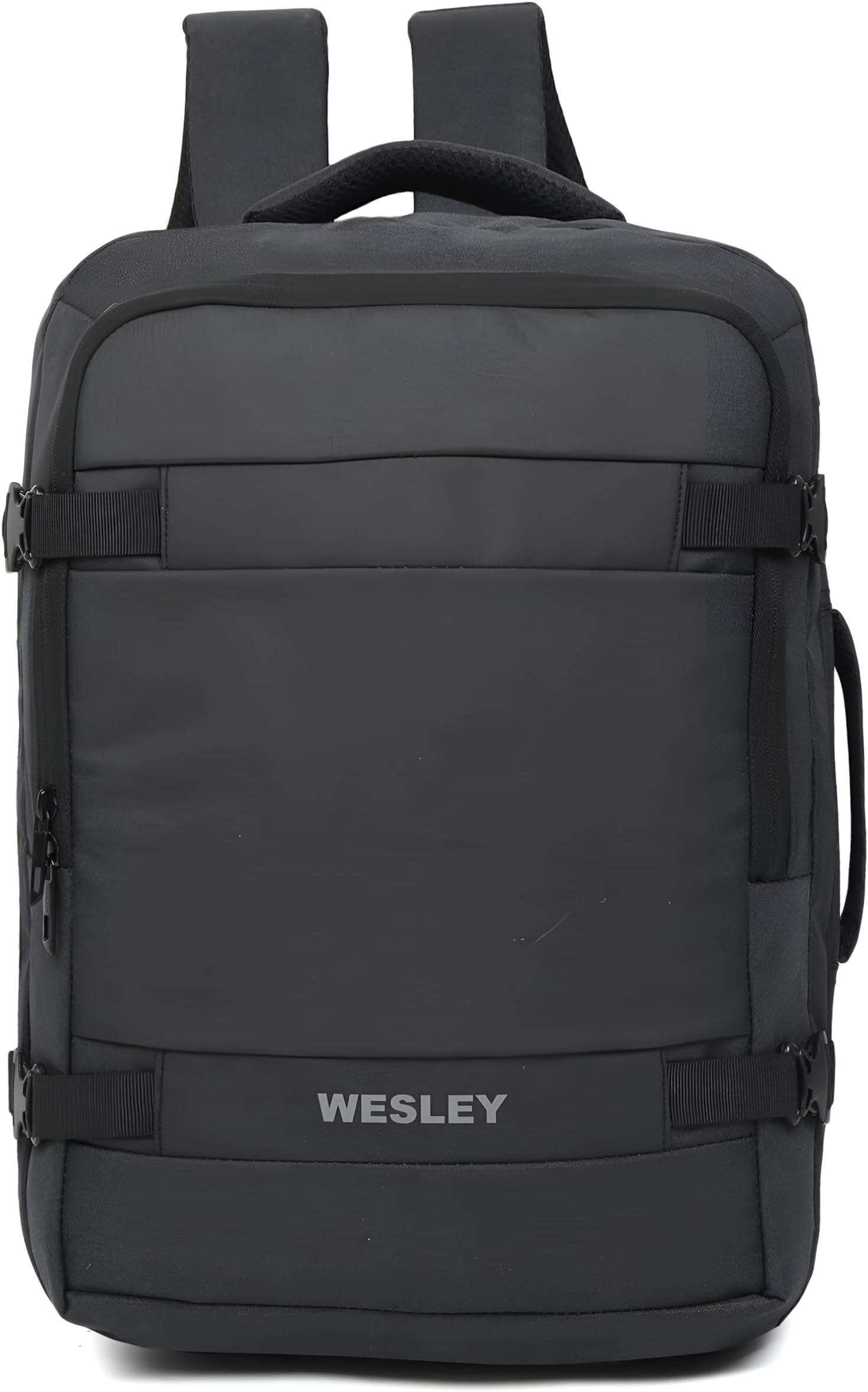 Wesley Luxur 45 Ltrs Overnighter Expandable Travel Laptop Backpack, Flight Cabin Approved Carry On with 16 inch Laptop Compartment, Anti Theft feature business/Travel/Weekender/college, Charcoal Black