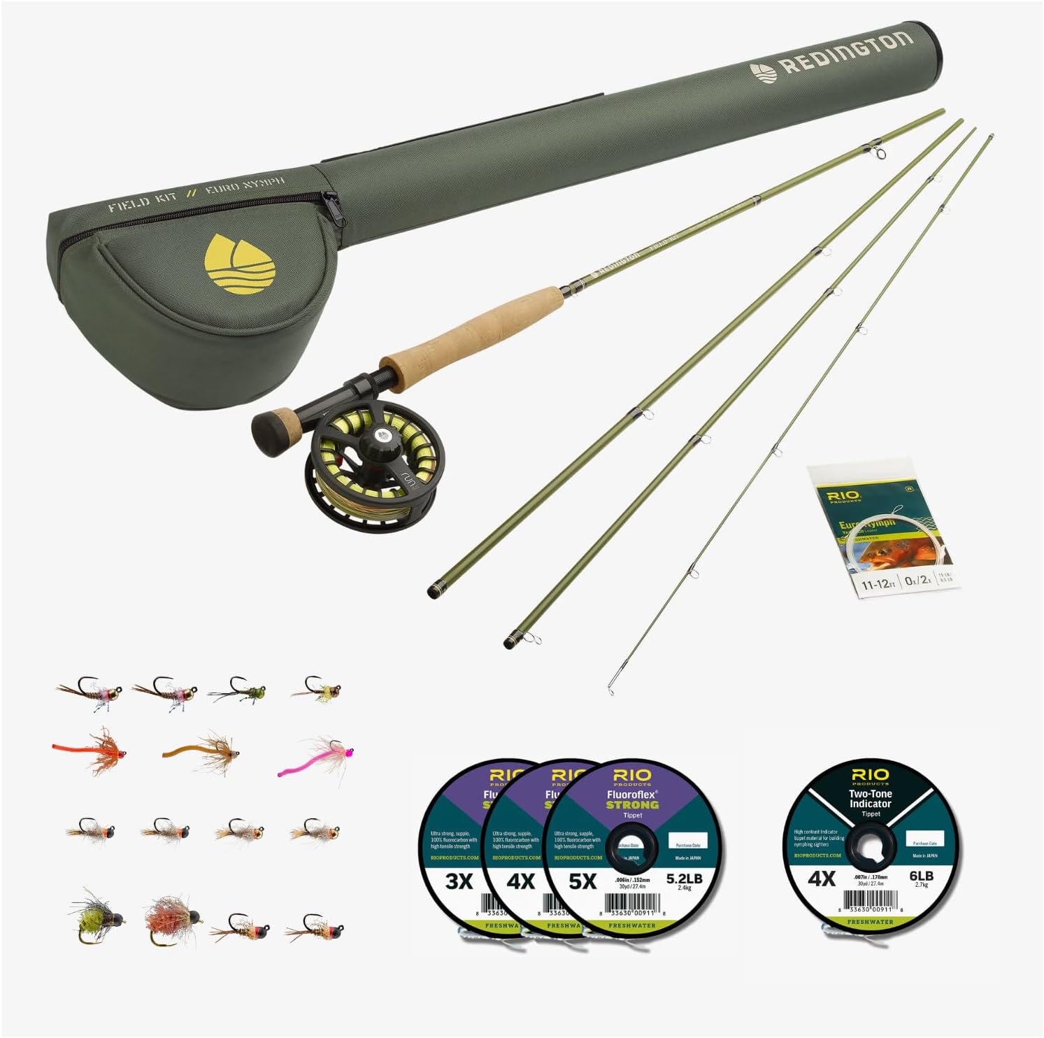 Redington Fly Fishing Field Kit, Fly Rod and Reel Combo, Fly Line, Carrying Case