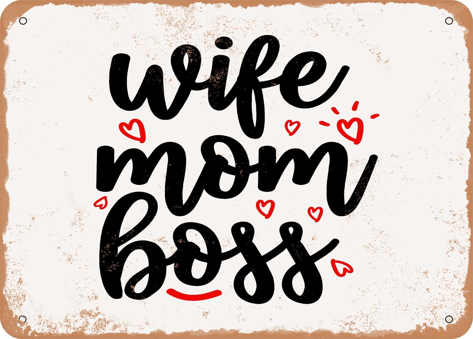 Miaomansenstore Metal Sign - Wife Mom Boss - 6 - Vintage Look Sign Home Decor