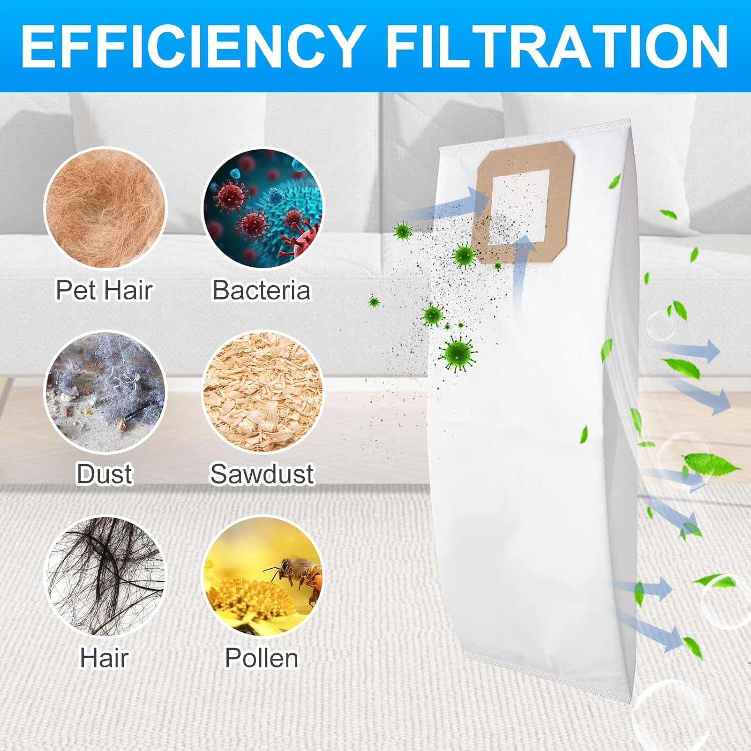 5 PACK Central Vacuum Filter Bags Fit for Vacuflo Maxum 5 7 9 DB5000 DB7000 DB8000 and DB9000 Central Vacuum 9520 Disposable Cloth Bags Replacement for Vacuflo Maxum Vacuum Systems
